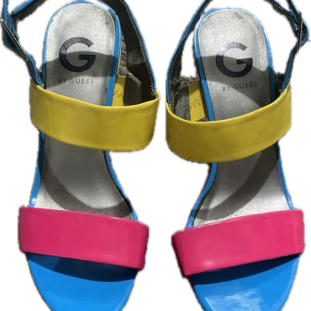 G by Guess 90’s style Colorblock wedges in Pink, Yellow & Blue - Picture 1 of 4